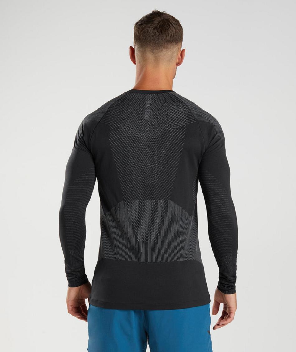 Long Sleeve Gymshark Apex Seamless Hombre Negras Gris | CO 3501TCE